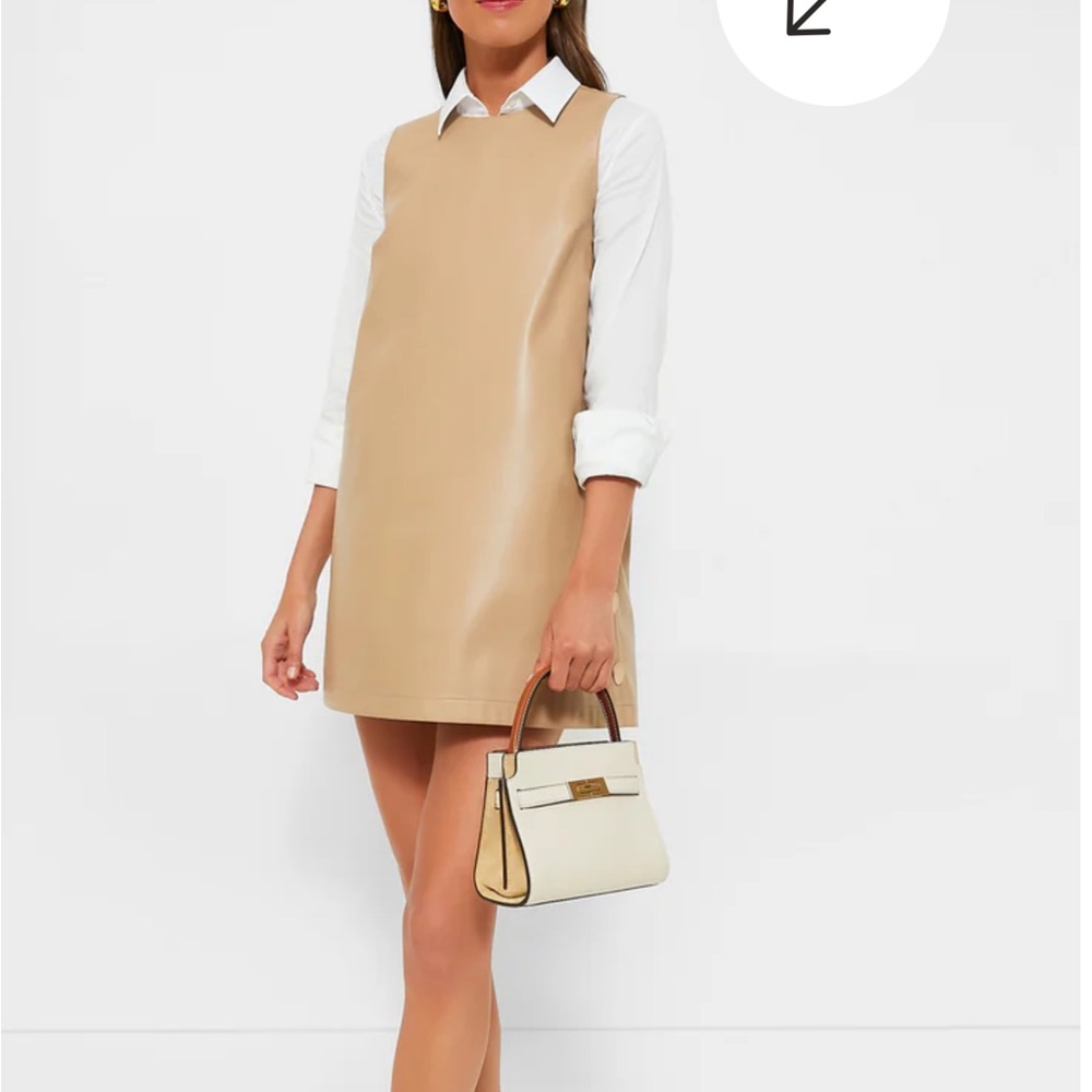 Tuckernuck Hyacinth House - Bitsy Faux Leather Mini Swing Dress in Butterschotch